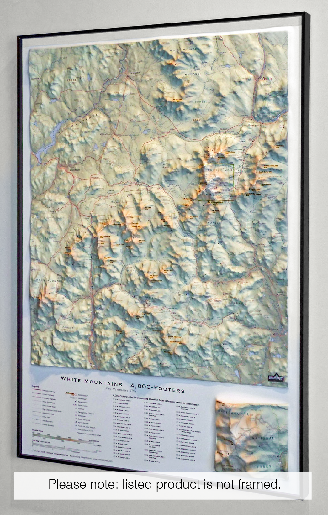3D Wall Map of the New Hampshire 4,000-Footers
