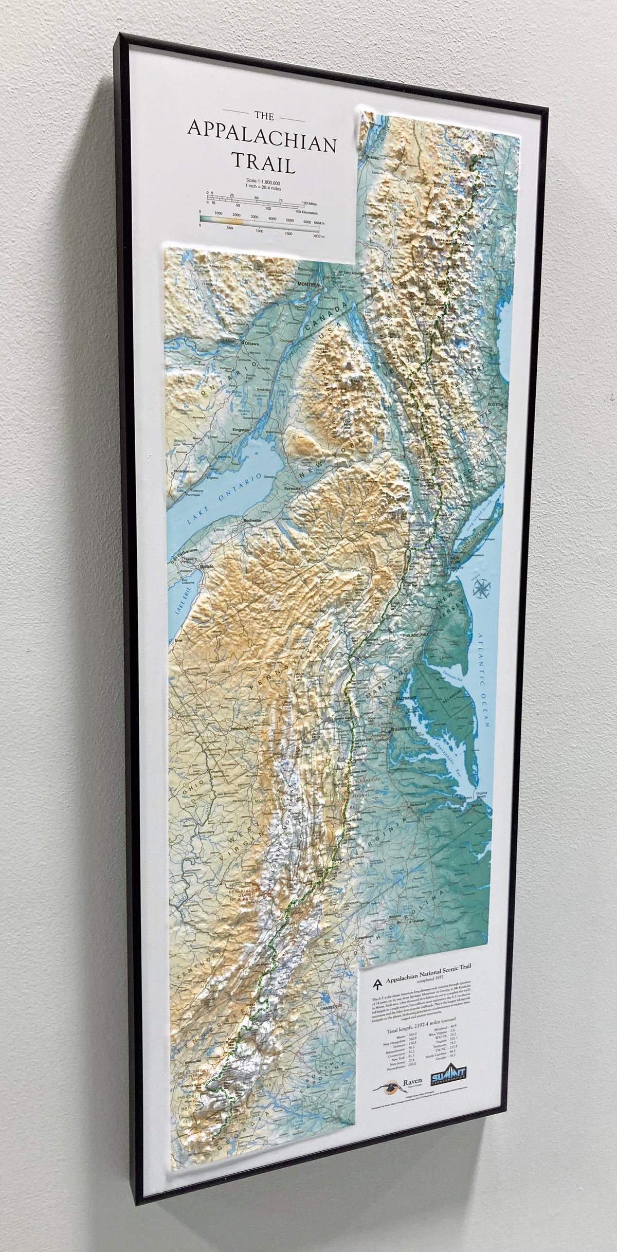 3D Wall Map of the Appalachian Trail (Framed)