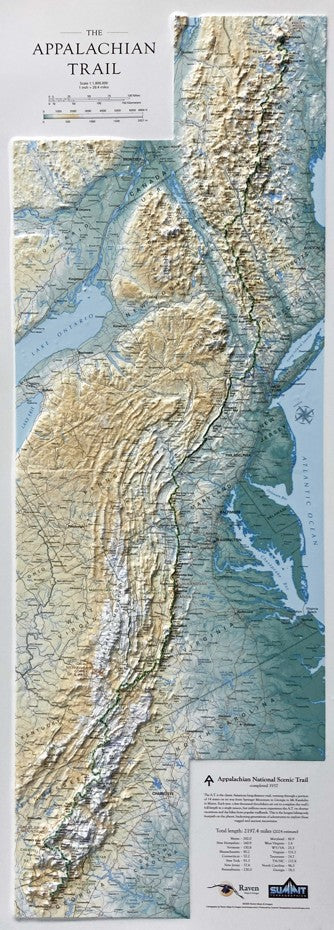 3D Wall Map of the Appalachian Trail (Unframed)