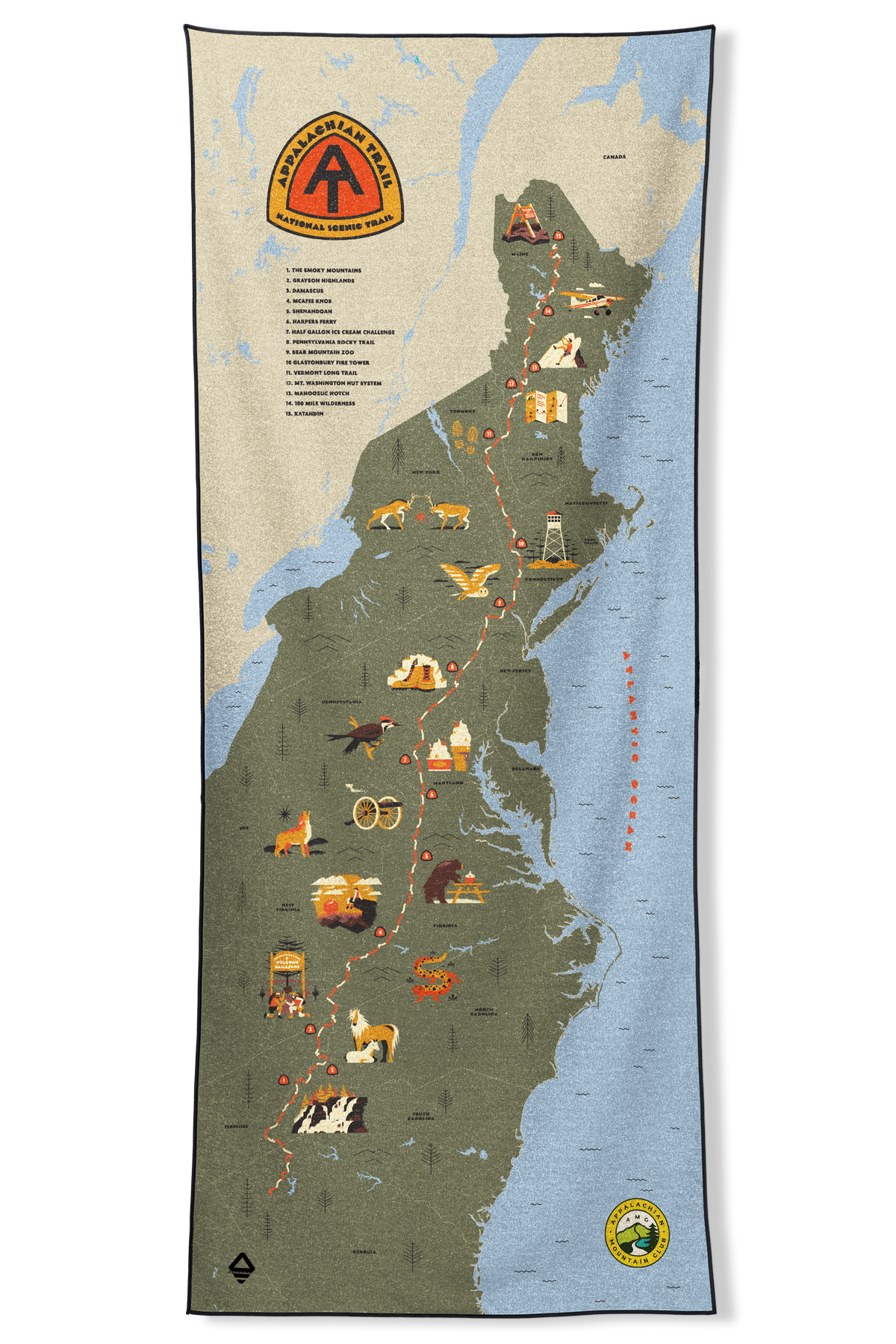 AMC x Nomadix Appalachian Trail Map Towel
