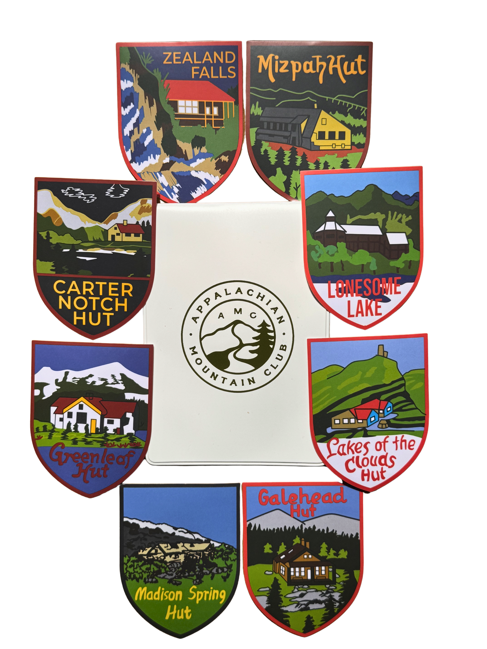 Vintage-Style Hut Stickers (Set of 8)