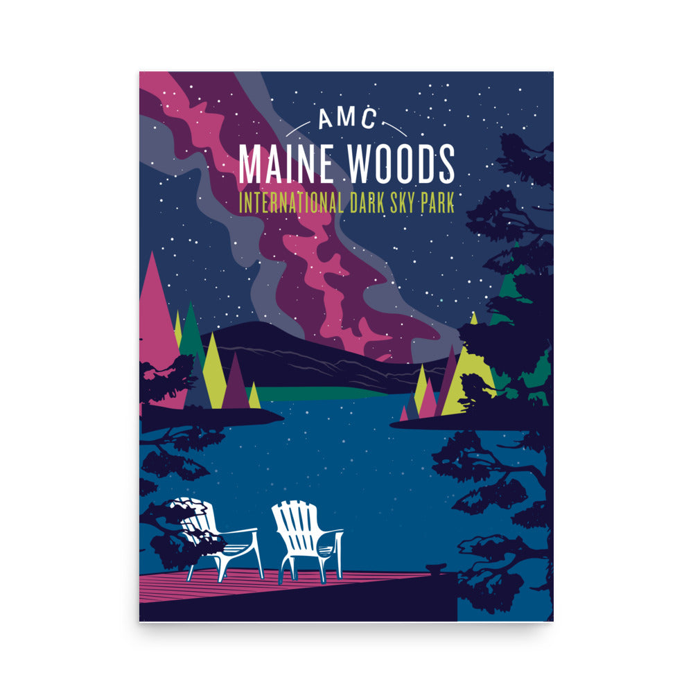 Maine Woods Summer Dark Sky Poster